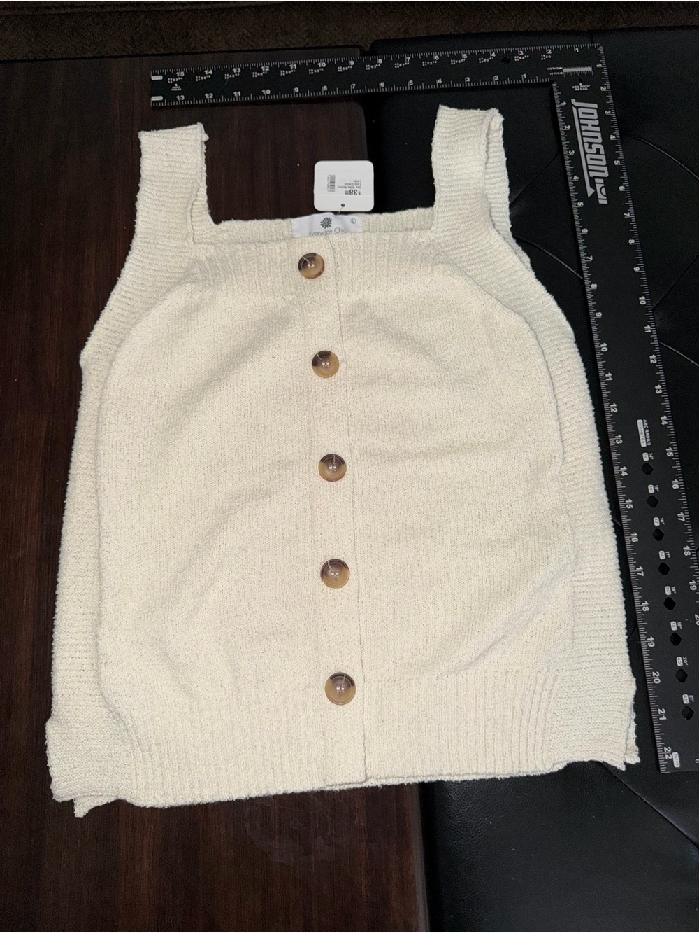 Cream Button-Front Knit Tank Top
